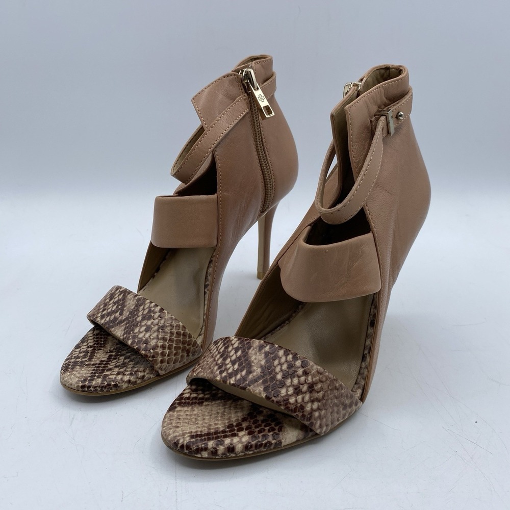 Ann Taylor Braylan Cutout Shooties Camel Snake Print Heels Women 6M